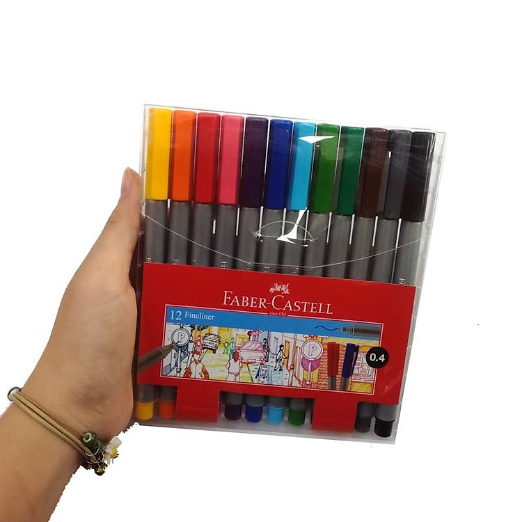 Bút dạ kim nắp kẹp 12 màu Faber 150712 - Ảnh 2