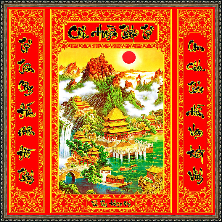 Tranh dán tường trang trí bàn thờ phòng thờ Cửu Huyền Thất Tổ CHTT_001 nhiều kích thước