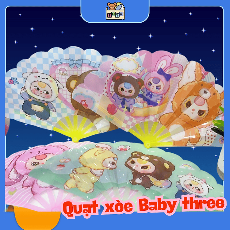 Quạt hoạt hình Baby Three gấp cho trẻ em
