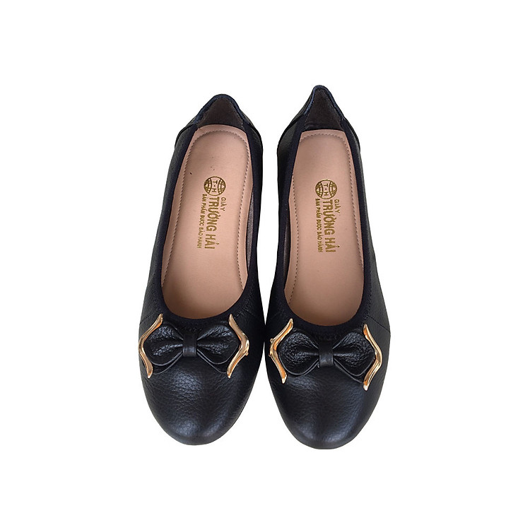 IÀY BÚP BÊ TRƯỜNG HẢI DA BÒ MỀM MÀU ĐEN NƠ XINH SANG TRỌNG MŨI GIÀY TRÒN, ĐẾ MỀM DẺO BÊN CHẮC VÀ THỜI TRANGBB012