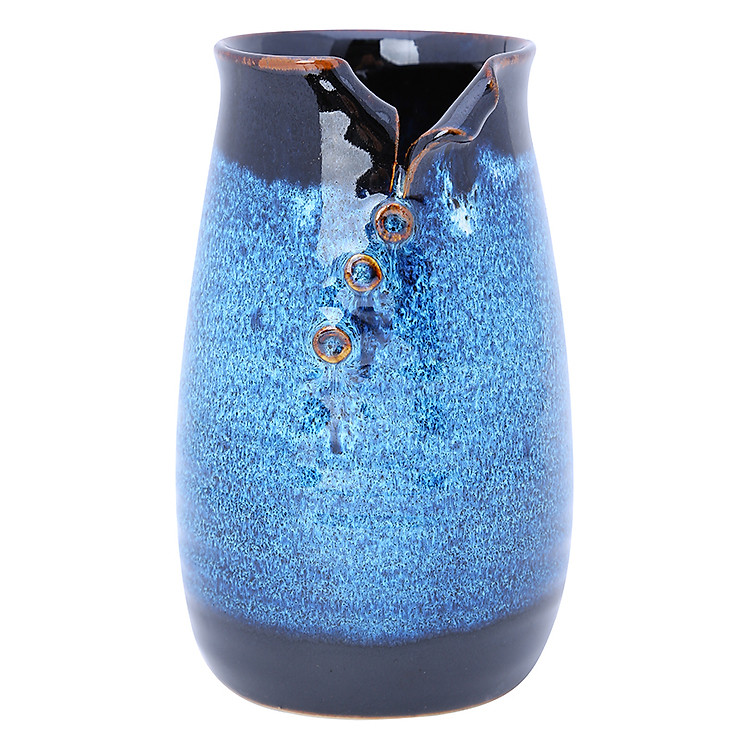 Lọ Hoa Xẻ Miệng S1 Đông Gia – Men Xanh Sóng Biển