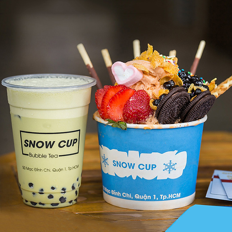 Combo Kem Tuyết Singapore Size BigMax + Trà Sữa Tự Chọn Mát Lạnh, Hấp Dẫn Tại Snow Cup