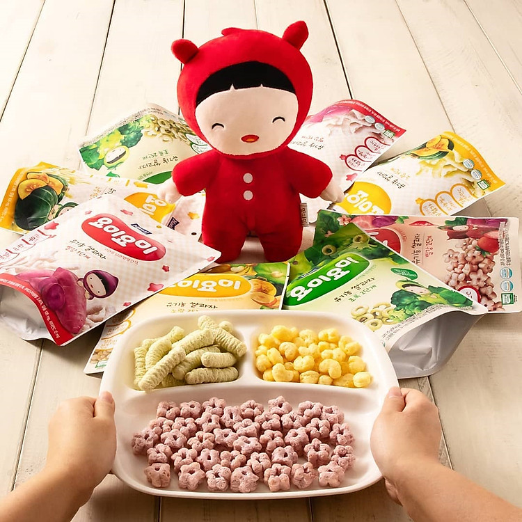 Thùng 8 gói bánh gạo ăn dặm cho bé Yummy Yummy vị khoai lang tím nhập khẩu Hàn Quốc