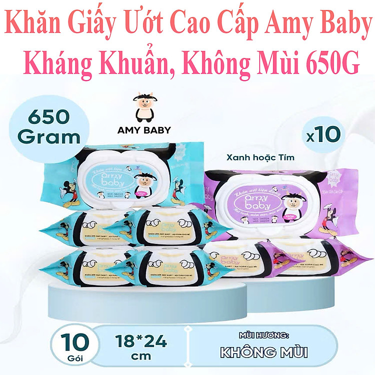 Khăn Giấy Ướt Cao Cấp Kháng Khuẩn, Không Mùi 650G