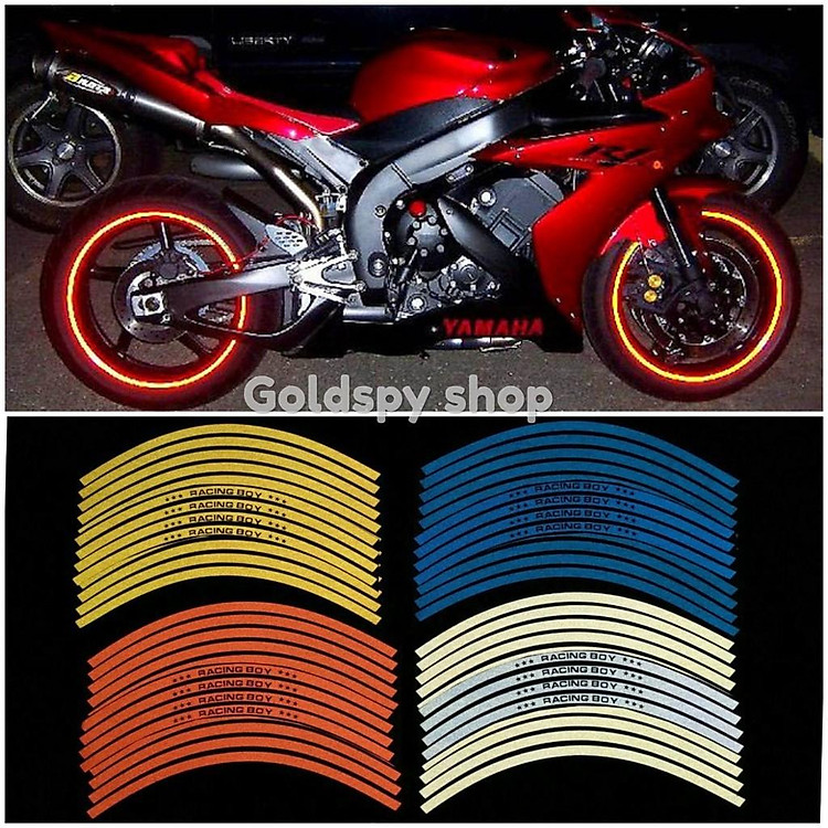 Tem dán vành xe máy phản quang - tem Decal dán vành RACING BOY ( giá 1 bộ ) C202_u