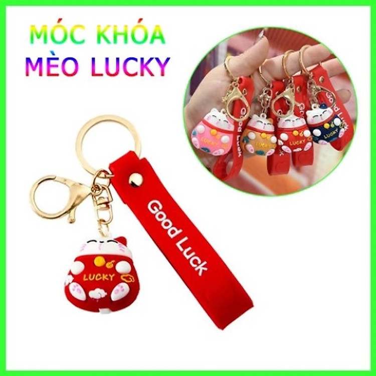 Móc Khoá Mèo Thần Tài Lucky Nhiều Màu Sắc Có Dây Treo Silicon - Ảnh 4