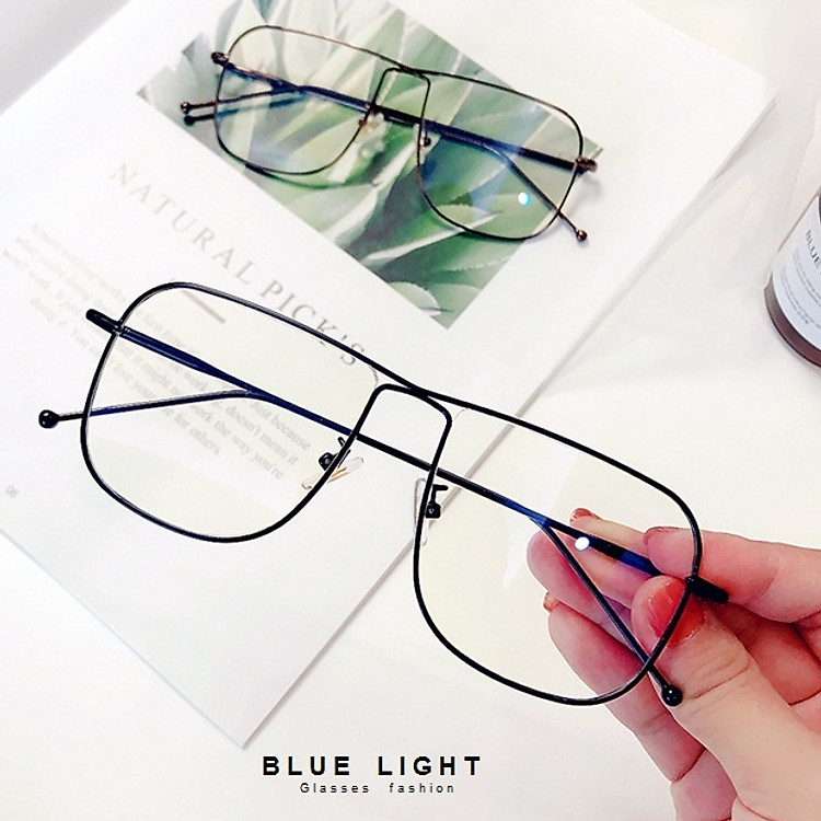 Kính Giả Cận, Gọng Kính Cận Nam Nữ Mắt Vuông To Gọng Đen Đan Chéo Không Độ Hàn Quốc - BLUE LIGHT SHOP