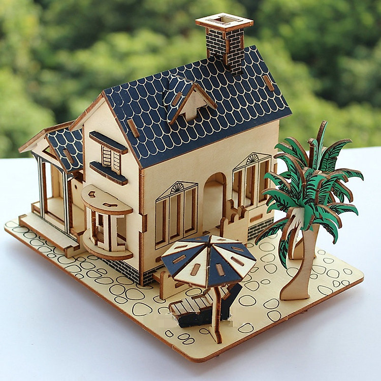Đồ chơi lắp ráp gỗ 3D Mô hình Nhà Beach House Laser