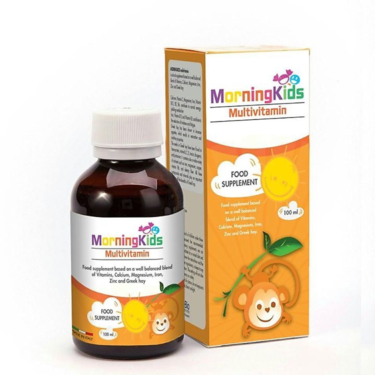 Siro Morningkids MultiVitamin Ekuberg, chai 125ml, bổ sung vitamin tổng hợp cho trẻ, nhập khẩu Ý