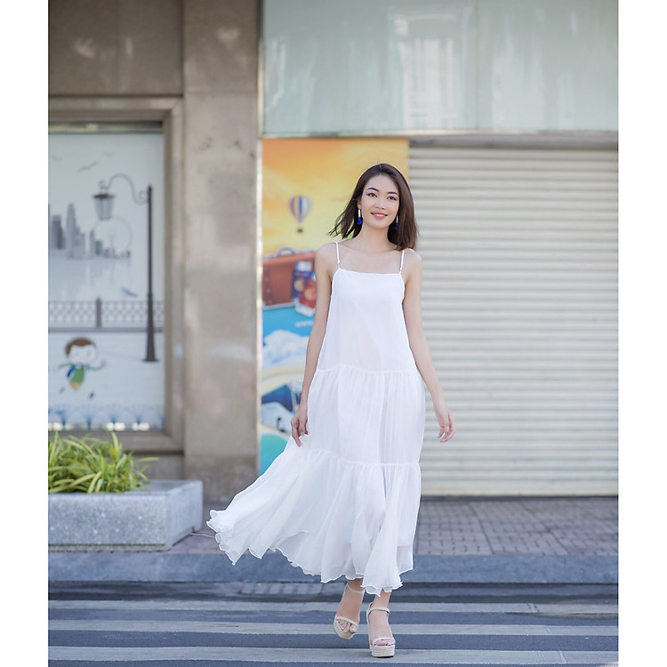 Đầm maxi cao cấp màu trắng