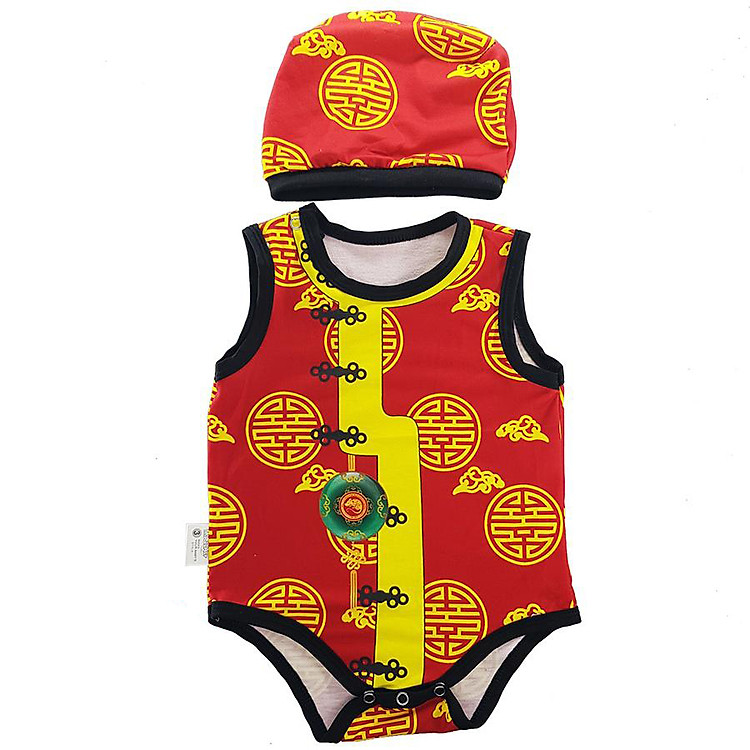 Bộ Bodysuit Tết Cho Bé Hình Ngọc Bội Đỏ - Mihababy - BDS_NGOCBOI
