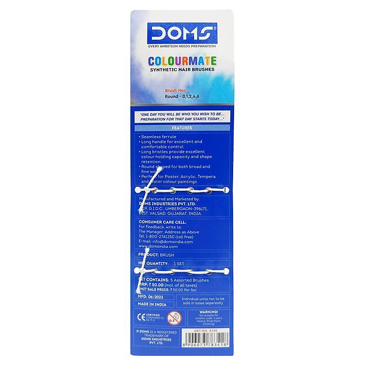 Bộ Cọ Vẽ Đầu Tròn DOMS Colormate 8341 (5 cây) - Ảnh 5