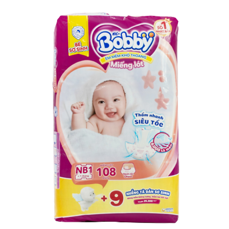 Miếng Lót Sơ Sinh Bobby NB1 108 Miếng Chính hãng Ưu đãi - Hình ảnh 2