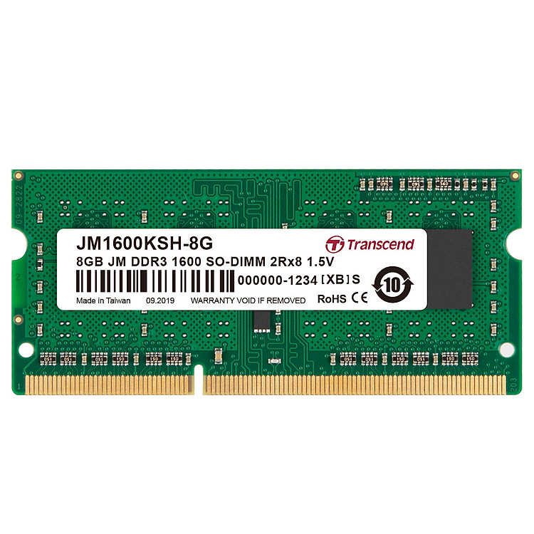 RAM Laptop Transcend 8GB DDR3 JetRAM 1600Mhz SO-DIMM 2Rx8 (512Mx8)x16 - Hàng Chính Hãng