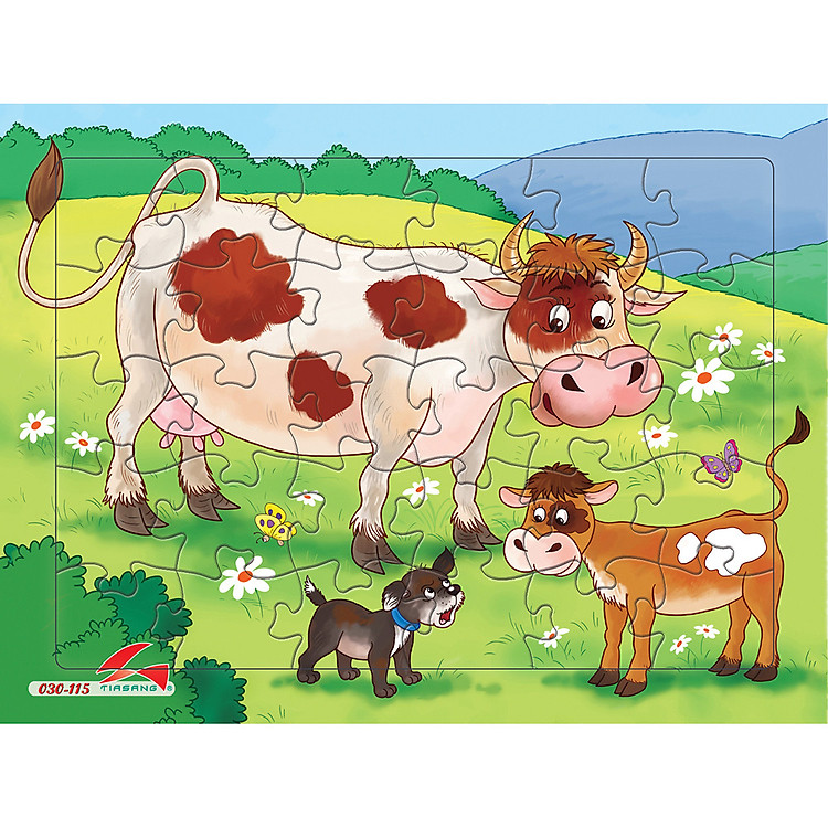 Xếp hình Tia Sáng Bò mẹ và bò con (30 Mảnh Ghép) - Tặng kèm tranh tô màu cho bé