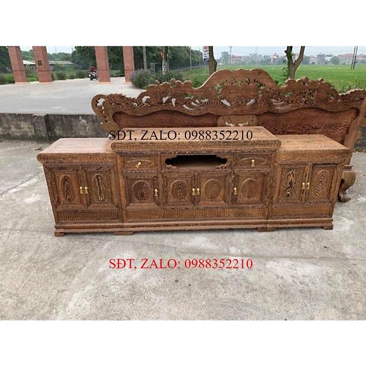 ️ Kệ tivi gỗ mun đuôi công sơn hoàn thiện PU