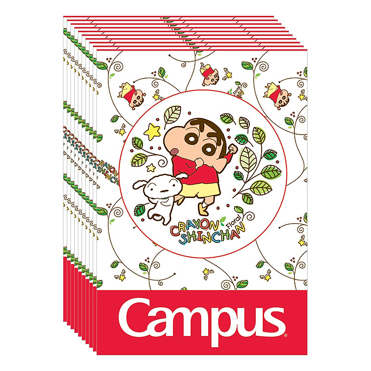 Lốc 10 Cuốn Vở 4 Ô Ly (2,5X2,5Mm) Campus Shinchan Floral NB-BSCF48 - ĐL 100 (48 Trang) - Giao Mẫu Ngẫu Nhiên