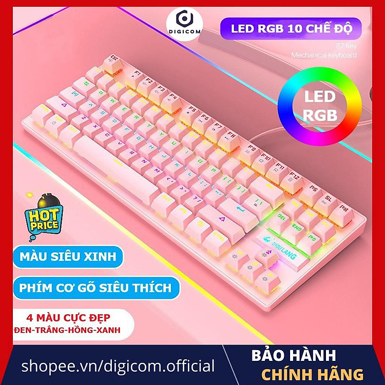 Bàn phím cơ máy tính - Bàn phím cơ gaming Crack K2 PRO, LED RGB 10 chế độ nháy khác nhau dành cho máy tính, laptop