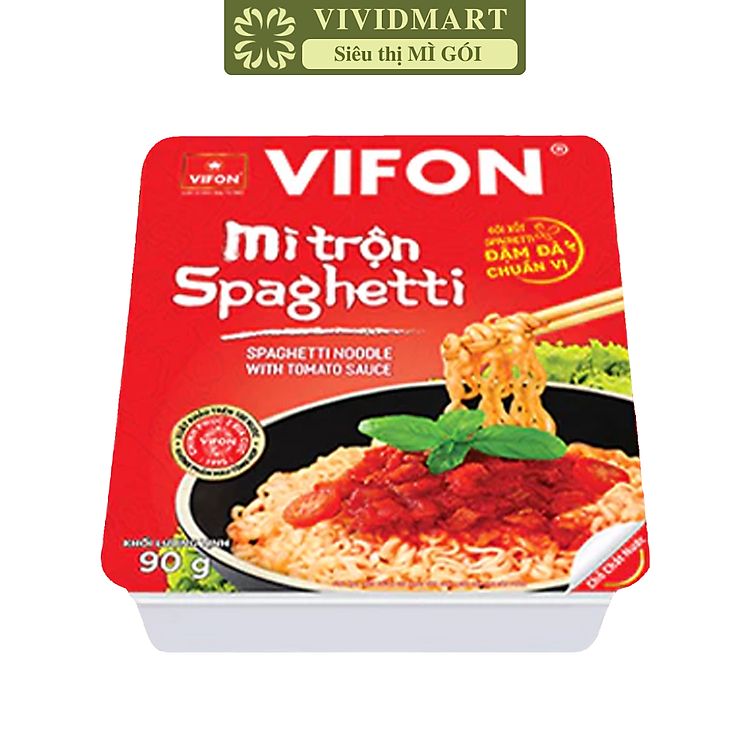 VIFON - Mì khay trộn Vifon hương vị Spaghetti (có gói xốt Saghetti), Mì xào spaghetti Vifon khay (90g/khay)