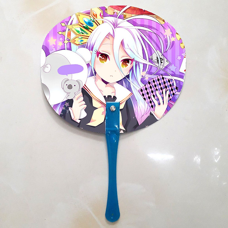Quạt cầm tay in ảnh 2 mặt No Game, No Life - Shiro - Ảnh 3