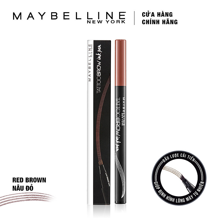 Bút Xăm Mày Phẩy Sợi Tự Nhiên Lâu Trôi 12H Maybelline New York Tattoo Brow Ink Pen 0.5g