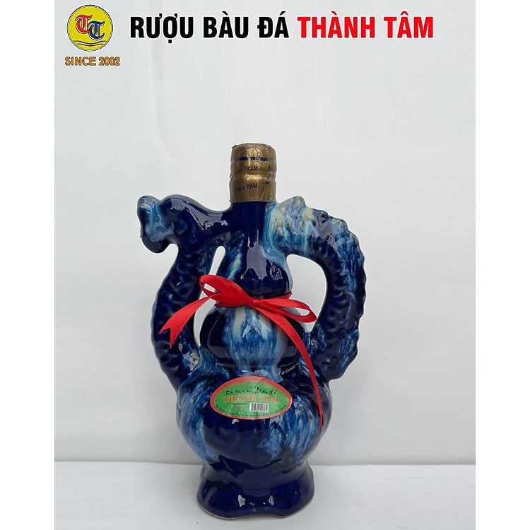 Đặc Sản Bình Định - Rượu Bàu Đá Thành Tâm Rồng Nhỏ Đậu xanh (Màu xanh bút bi) 350ml - OCOP 3 Sao
