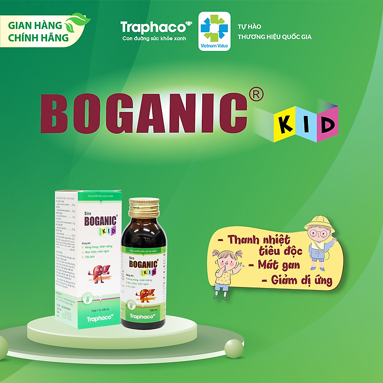 (Được Mẹ Tin Dùng) Siro Mát Gan Cho Bé BOGANIC KID Traphaco Giúp Thanh Nhiệt, Mát Gan, Tiêu Độc Giảm Dị Ứng - 1 Lọ 100ml