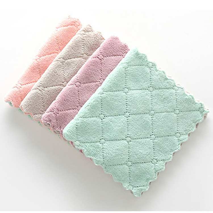 Bộ 4 Khăn lau đa năng siêu thấm hút nước 2 mặt giúp vệ sinh nhà bếp (Màu sắc ngẫu nhiên) Mai Lee - Hàng chính hãng