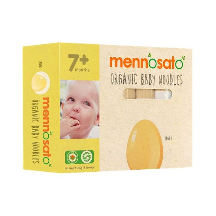 Mì sợi rau củ hữu cơ cho bé vị trứng 200gr Men No Sato - Men No Sato organic baby noodle egg 200gr