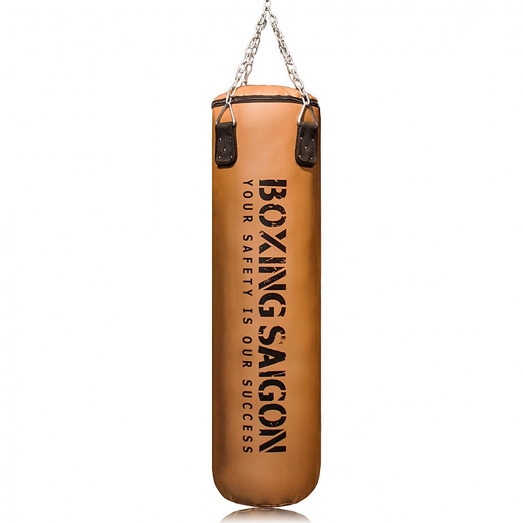 Bao cát đấm bốc dây xích 1m2 Boxing Saigon nâu - Tặng móc treo bao