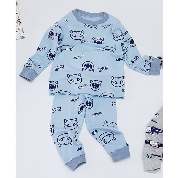 Bộ cotton thun dài tay cho bé trai (giao màu ngẫu nhiên)