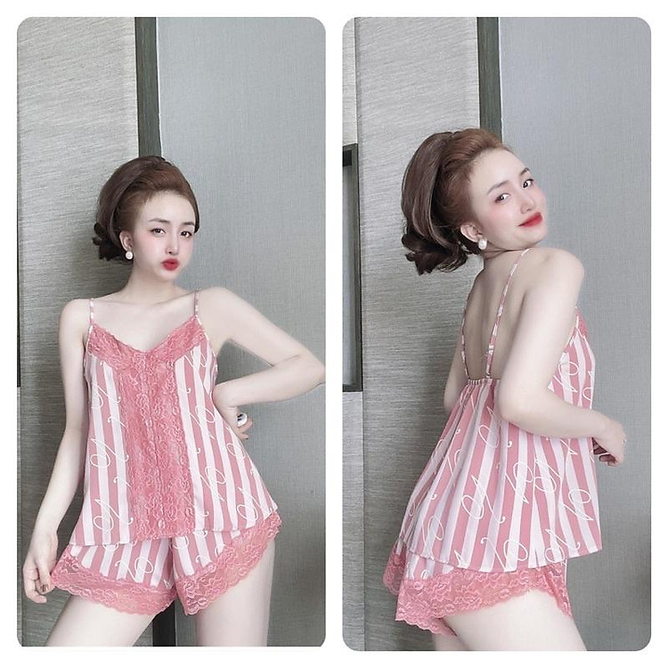 Đồ Ngủ Bigsize 2 Dây Nữ, Bộ Mặc Nhà Sexy Nữ Lụa MANGO phối ren, Freesize 40_65kg, tuỳ chiều cao