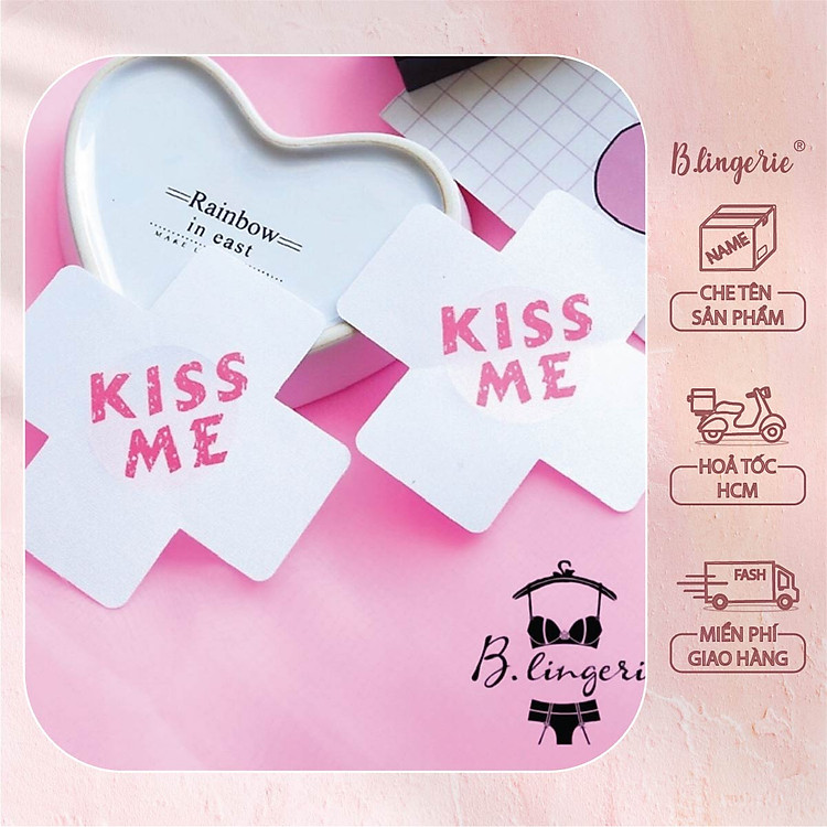 Miếng Dán Ngực Cá Tính Kiss Me Chữ Hồng - B.Lingerie