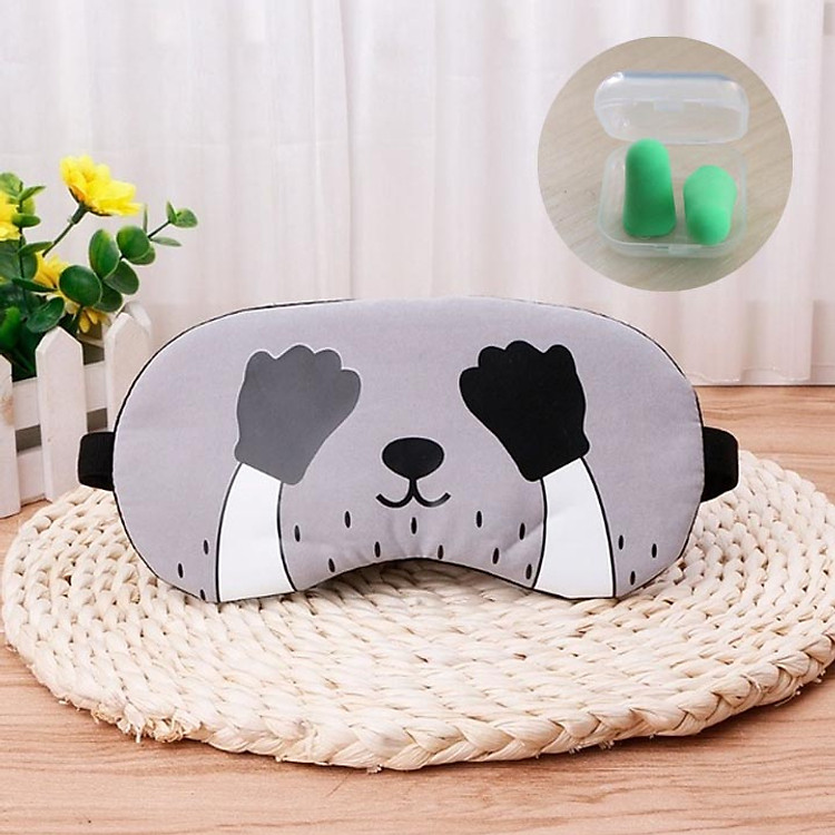 Miếng bịt mắt ngủ 3D có túi gel làm mát mắt hoạ tiết những chú mèo đêm kèm 2 cặp nút tai giảm tiếng ồn