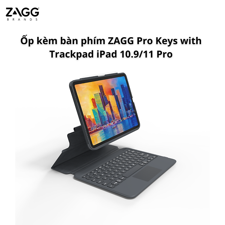Ốp lưng kèm bàn phím ZAGG Pro Keys TrackPad - dành cho iPad 10.9/11 Pro - Hàng chính hãng