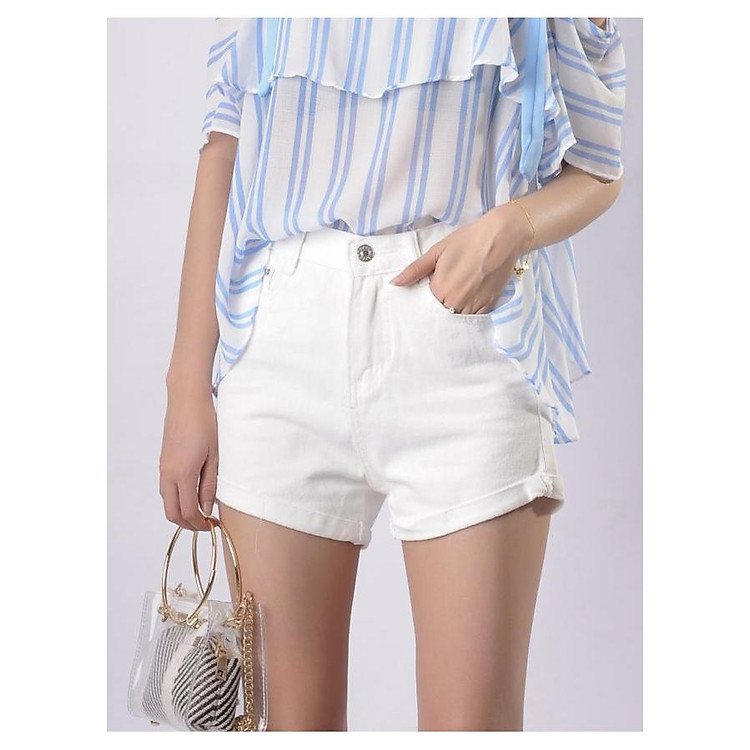 Quần short bò nữ năng động - Màu trắng