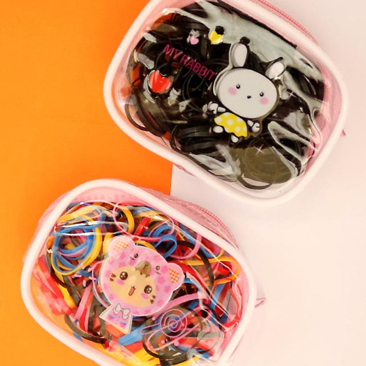 Combo 2 túi dây su cột tóc tiện lợi dành cho bé đơn giản tiện lợi