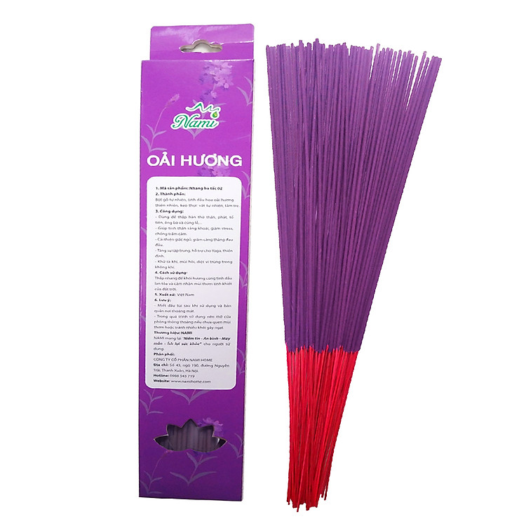 Nhang sạch NAMI 30 cm (chân tăm đỏ)- Nhang Thơm Tinh Dầu Oải Hương - Loại Cao Cấp
