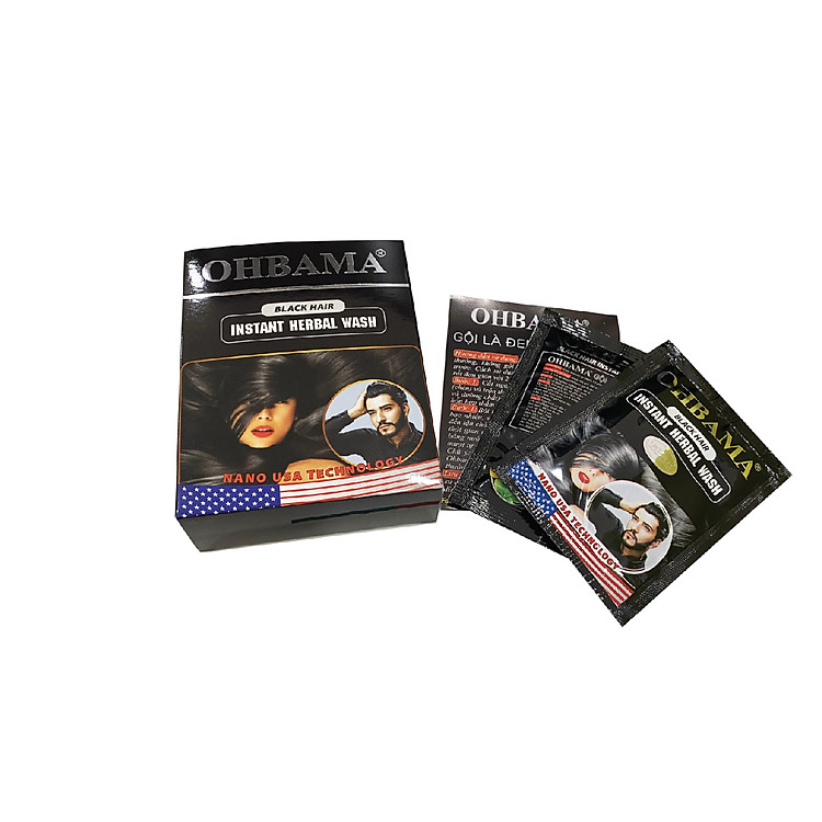 Dầu Gội Đầu Đen Tóc OHBAMA CHÍNH HÃNG - Gội Là Đen OHBAMA tóc đen mượt tự nhiên - Hộp 5 Gói