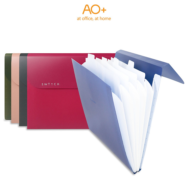Cặp Đựng Tài Liệu A4 Nhiều Ngăn AO+ Switch OFF (5 ngăn) – Xanh Rêu