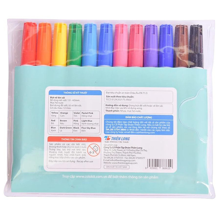 Bút Vẽ Trên Vải Colorkit FM-C002 (12 chiếc) - Ảnh 3