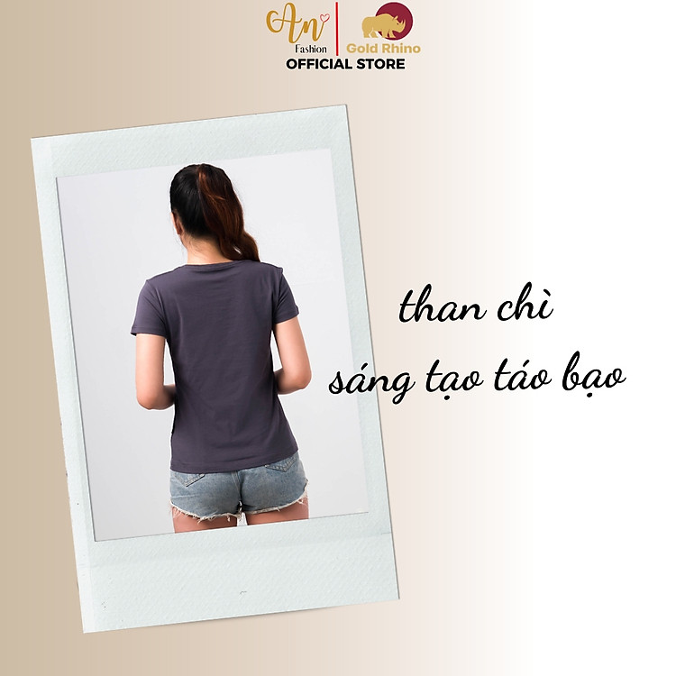 Áo Phông Nữ Cổ Tròn Màu THAN CHÌ 100% Cotton Cao Cấp, Công Nghệ Khử Mùi Ag+, An Toàn Cho Da - Gold Rhino