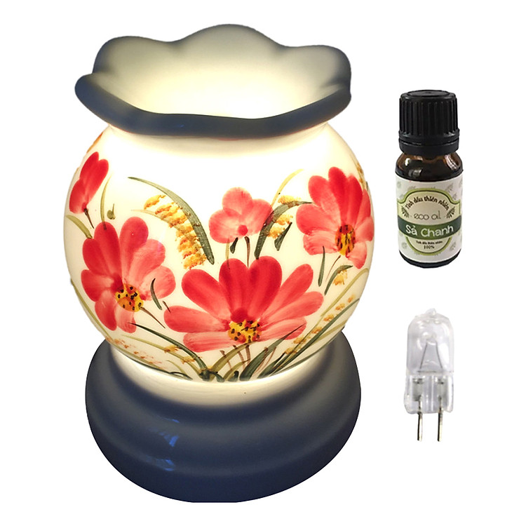 Combo tinh dầu sả chanh Eco oil 10ml cùng đèn xông tinh dầu MNB16 và 1 bóng đèn