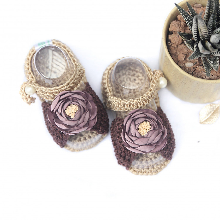 Giày dép bé gái - Xăng đan nâu nơ