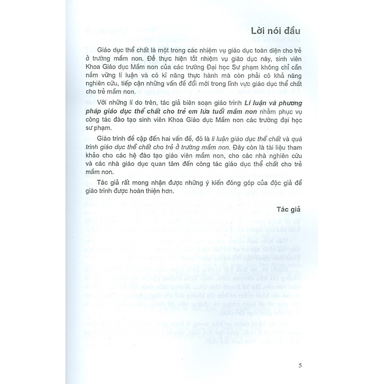Giáo Trình Lí Luận Và Phương Pháp Giáo Dục Thể Chất Cho Trẻ Em Lứa Tuổi Mầm Non (Tái bản) - Ảnh 3