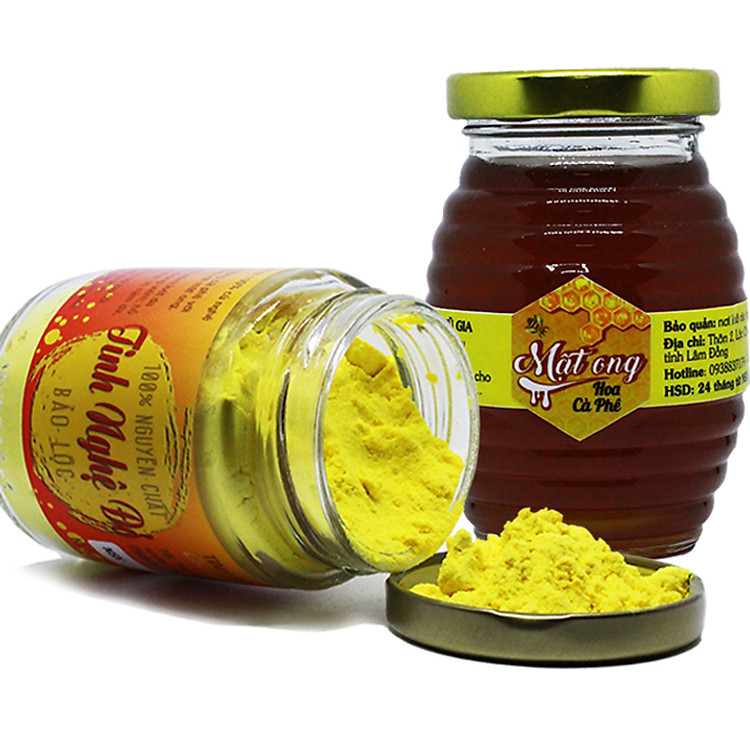 Combo Tinh Bột Nghệ Đỏ + Mật Ong Hoa Cà Phê - Nguyên Chất Bảo Lộc Vũ Gia (100gr/ml/hũ)