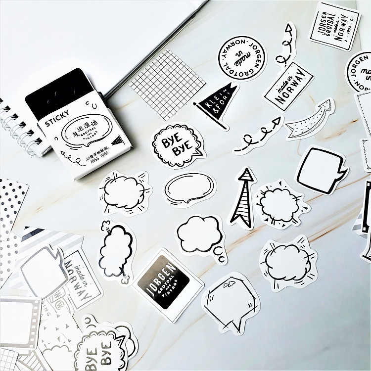 Hộp 46 Miếng Dán Sticker Trang Trí Chủ Đề The Vintage