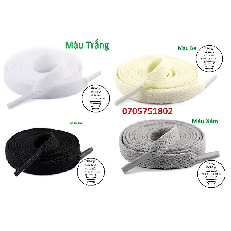 Dây giày sneaker,AF, JD1 bản dẹt 0.8mm từ 1m-1m4 ( bán theo cặp )