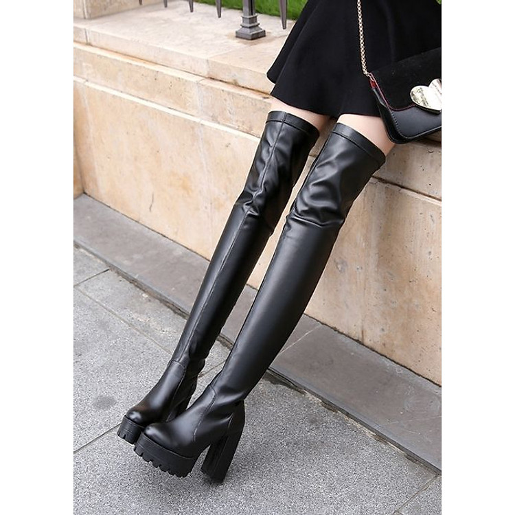 Boot ống cao ngang đùi gót vuông 12cm CHẮC CHÂN GCC6101