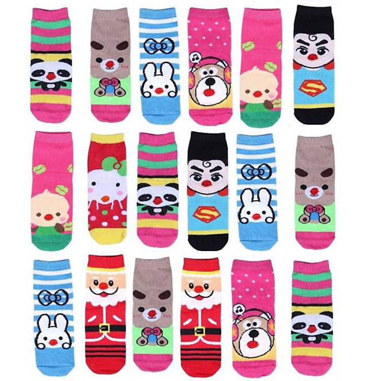 combo 18 đôi vớ chống trượt cao cấp có hoa văn hoạt hình siêu dễ thương